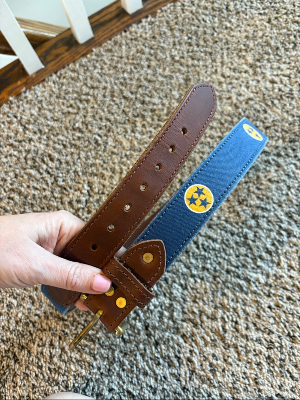 Clayton and Crume custom made Men's Tennessee tristar Fabric Casual Belt Size 34